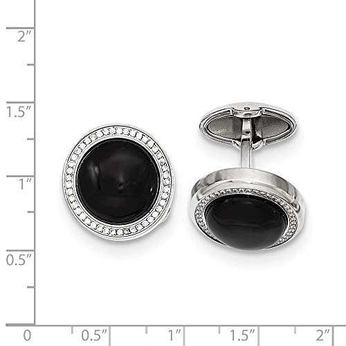 Mancuernillas de acero inoxidable 20mm con circonia y ónix miniatura 2