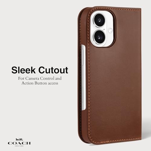 Coach Signature Leather Wallet Folio iPhone 16 Case - Designer Phone Case - Hazelnut - image 4