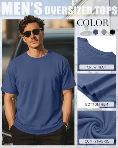 Image of Neer 3 Pack Big and Tall T-Shirts for Men L-7xl Tops | Large Casual Stretch Workout Tees, Short Sleeve Crewneck Oversized Shirts, Classic Summer Outfits, Comfy Basic Loose Clothes