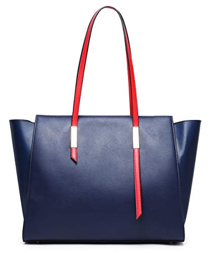 Covelin Large Handbag for Women Genuine Soft Leather Sling Tote Shoulder Bag Blue