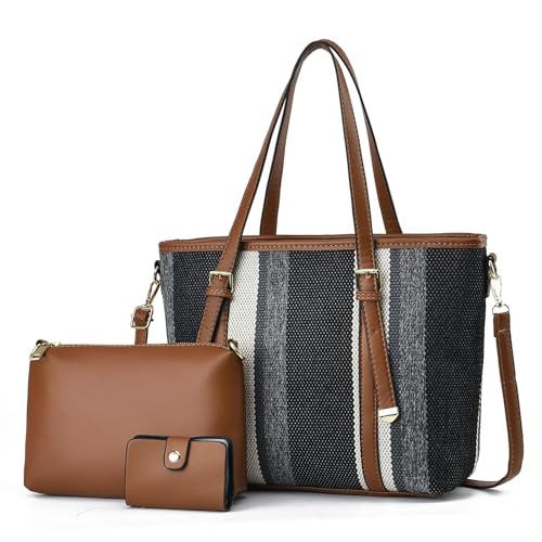 Sac Cabas Rayé Porté Épaule Parfait pour le Travail et le Shopping Urbain