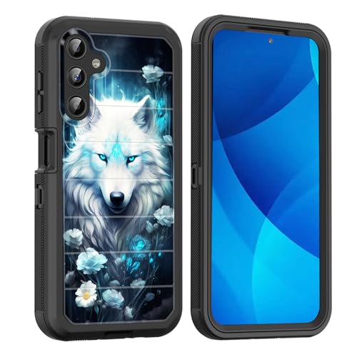 Coque Galaxy A25 5G antichoc à 3 couches de protection avec motif loup fantaisie