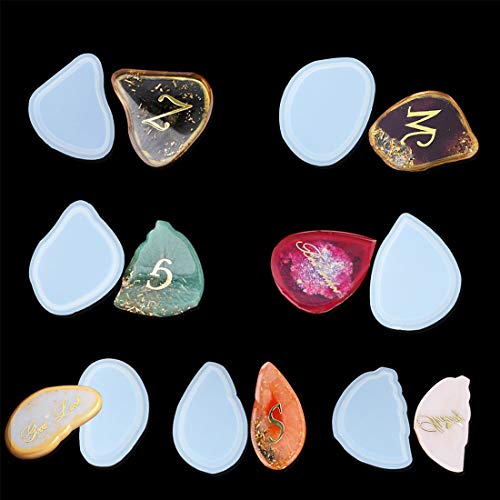 FineInno 7 Pcs Pendant Molds with Water Drop Resin Molds,Couples Keychains Molds, Irregular Silicone Molds,Jewelry Epoxy Casting Molds for Necklace (Resin Molds)
