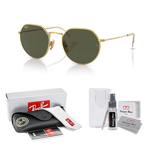 Ray-Ban Jack Titanium RB8165 Rounded Hexagonal Sunglasses for Men for Women +BUNDLE with ACCESSORY EYEWEAR KIT2