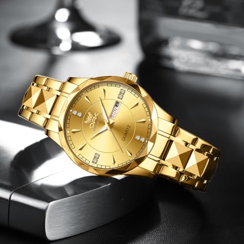Image of OPK Watches for Men Diamond Roman Analog Mens Watches Waterproof Large Stainless Steel Men Wrist Watch Business Father Gift Watch Blue