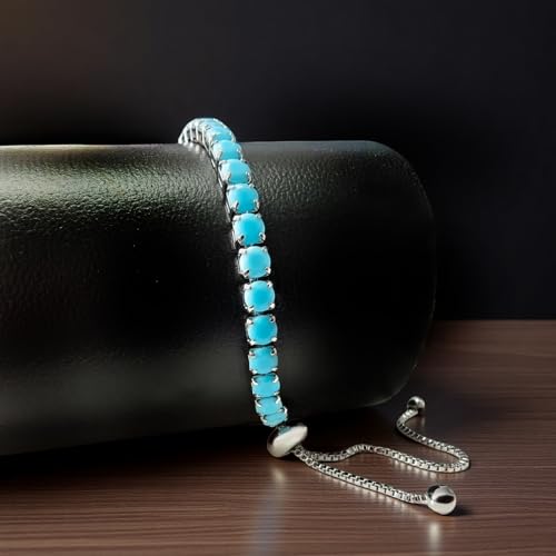 Italian Sterling Silver Women's Tennis Bracelets | Ladies' Sterling Silver Rope Adjustable Bracelet with Crystals | Gift for She4