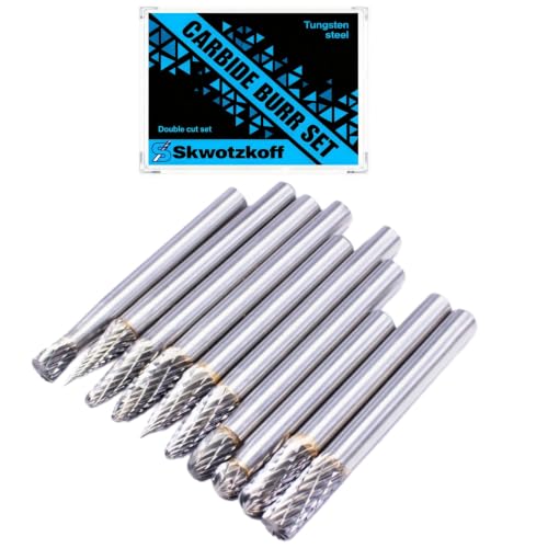 Carbide Burr Set 1/4" Shank 1/4" Head, 10-Pack by SKWOTZKOFF - Used condition - US$27.31