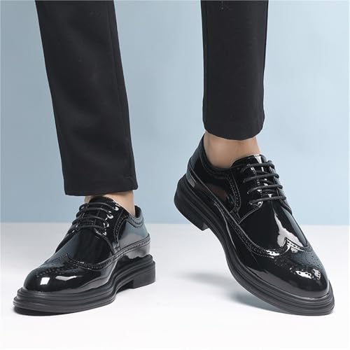 Mens Lace Up Oxford Dress Shoes Faux Patent Leather Classic Formal Tuxedo Business Shoes for Wedding Party Office2