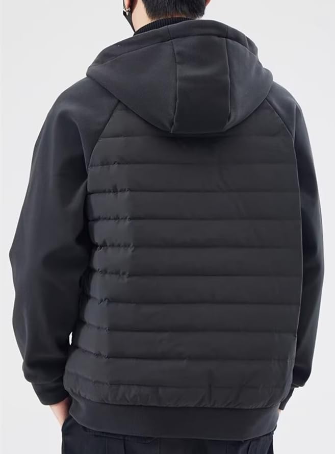 Mens Puffer Jacket with Hood Packable Lightweight Quilted Jacket Full Zip Casual Splicing Winter Coats3