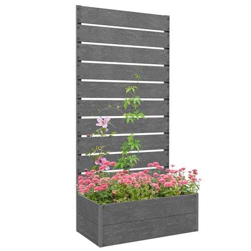 Outsunny Garden Planter with Trellis for Climbing Plants, Vines, Flowers, Freestanding Raised Bed...