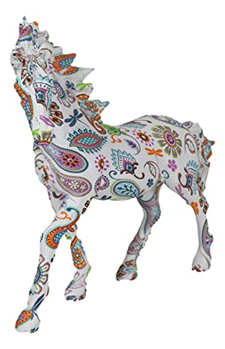 Estatua de caballo blanco con diseño Paisley multicolor 7.5 in miniatura 3