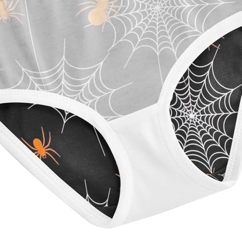 Toddler Girl Panties, Orange Spiders White Webs Black Cotton Underwear for Girls, 2–8 Years4