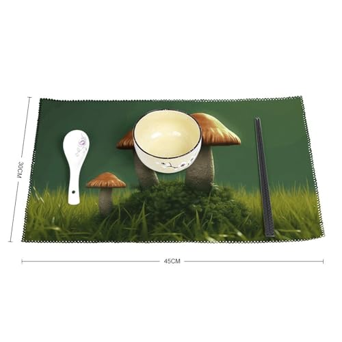 Sets de table antidérapants et lavables motif champignons marron x6 - 3