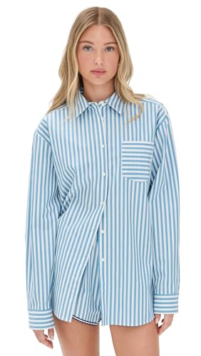 Solid & Striped Women's The Avril Button Down, French Blue x Brule Stripe, XS