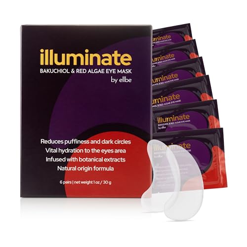 Ellbe Bio-Retinol Under Eye Patches – 6 Pairs | Bakuchiol & Red Algae Eye Masks for Dark Circles, Puffiness & Fine Lines | Hydrating, Anti-Aging, Biodegradable | Sensitive Skin Safe | Women & Men