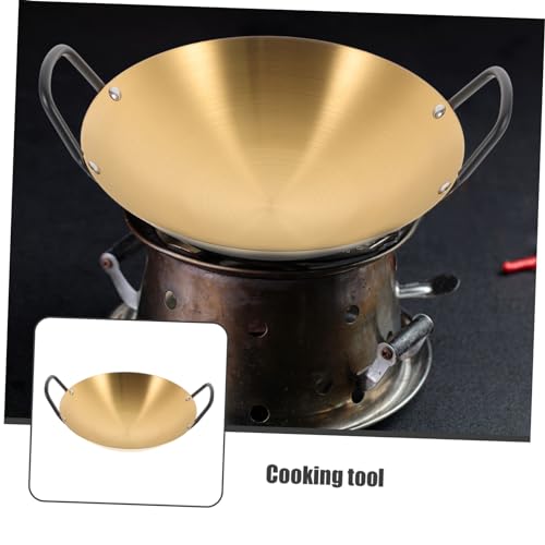 Wok de acero inoxidable con doble asa color dorado miniatura 7