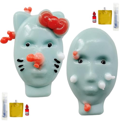 Pimple Popping Toy Sensory Toys 2 Pcs Novelty Pimple Popper Toy with Filler Tools Reusable and Self-Filling New Weird Alien Zit Popping Stress Toy for 14+ Years Old