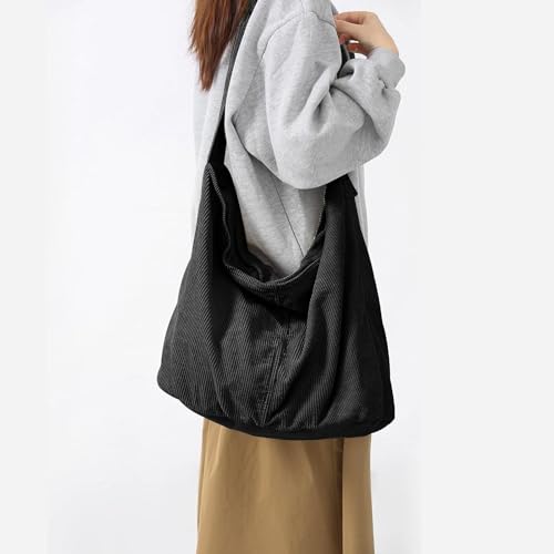 Image of Unisex Corduroy Hobo Shoulder Shopper Bag - Large, Everyday /Office /Travelling