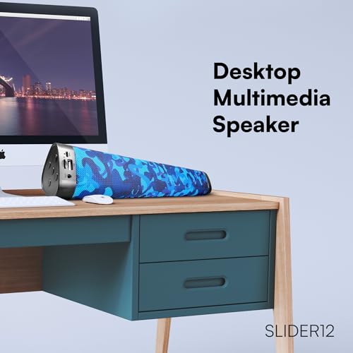 Image of HAPIPOLA SLIDER12 Bluetooth Speaker Immersive Audio | Good Bass | Light Weight 6 Hours Playback | Portable | Built in mic | TWS Pairing Support | dustproof | handfree Calling | Blue