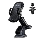 [Sicherer Auto-Handyhalter] Dieser Handyhalter besteht aus haltbaren und robusten Materialien in Luftfahrtqualität mit einer einzigartigen Okklusionsstruktur, die hilft, an der Oberfläche des Objekts zu haften. Die Basis besteht aus Polytetrafluorethylen-PC-Material und die Saugnapfstruktur ist nach unten gedrückt. Es lässt sich ohne zusätzliche Klebepads sehr fest auf dem Armaturenbrett oder der Windschutzscheibe montieren. Es hat eine super Leistung unter allen Bedingungen.