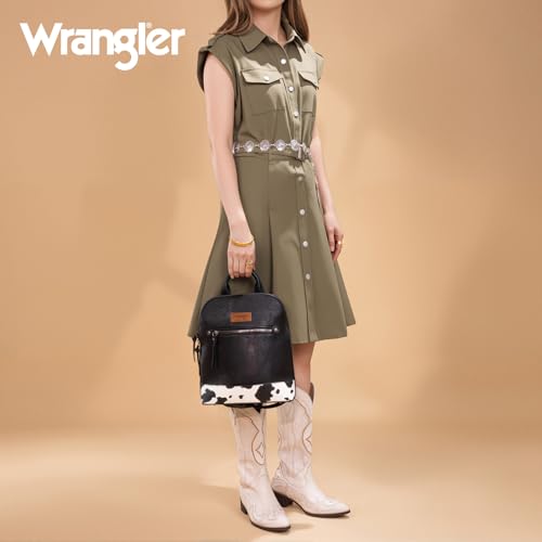 Image of Montana West Wrangler Backpack Purse for Women Mini Backpack Purse Cute Ladies Bookbag Travel Work Daypacks Bags WG-BG-186-9116-COW-BK