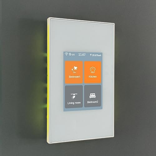 LANBON L8 LCD Smart Light Switch 4 Gang Single Pole,No Dim,Need Neutral Wire,Touch 2.4G WiFi Night Light Smart Switch Work with Alexa/Google Home,Mesh Network No Offline for Whole Smart Home, L8-HS4