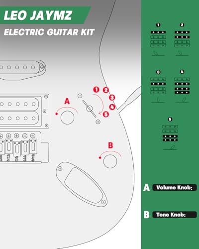 Image of Leo Jaymz 39 inch Full Size ST Style Electric Guitar Starter Kit with SSH Pickup, 5W Portable Amplifier, Tuner, Gig Bag, Strap & Cable - Maple Neck, Poplar Body, Complete Beginner Bundle (Green Flame)