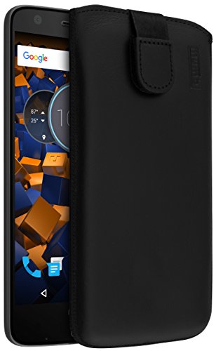 mumbi Echt Ledertasche kompatibel mit Motorola Moto Z Hülle Leder Tasche Case Wallet, schwarz