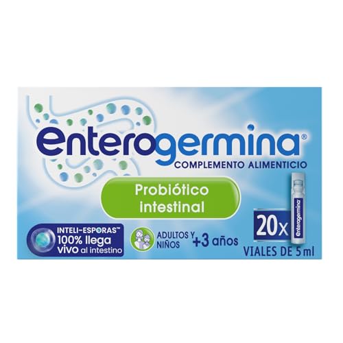 Enterogermina Probiótico Niños y Adultos |Ayuda Salud Intestinal I 20 Viales Bebibles 5 ml| Sin Sabor, Sin Azúcar, Sin Gluten I Bacillus Clausii 4.000 Millones UFC