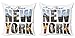 ABAKUHAUS Estados Unidos Set de 2 Fundas para Cojín, Collage de Nueva York, con Estampado en Ambos Lados con Cremallera, 60 cm x 60 cm, Multicolor