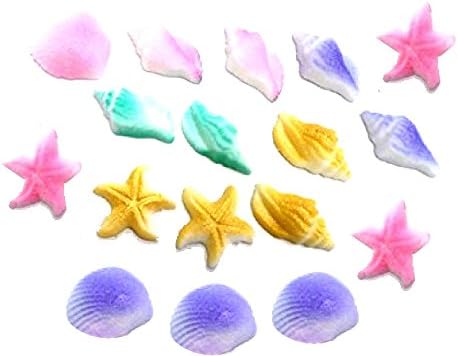 12pk Edible Pastel Sea Creatures Sea Shells Star Fish Ready To Use Hand Crafted Cake Cupcake Sugar Decoration Toppers