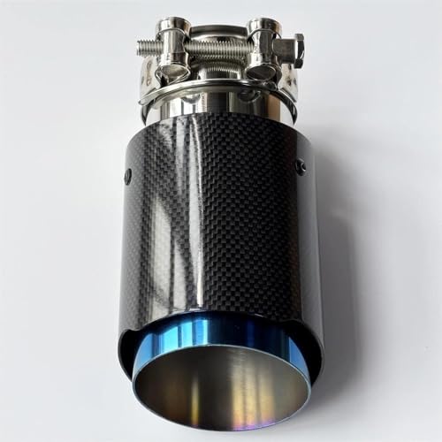 Tubo de escape de carbono azul brillante y silenciador inoxidable universal para coches 6