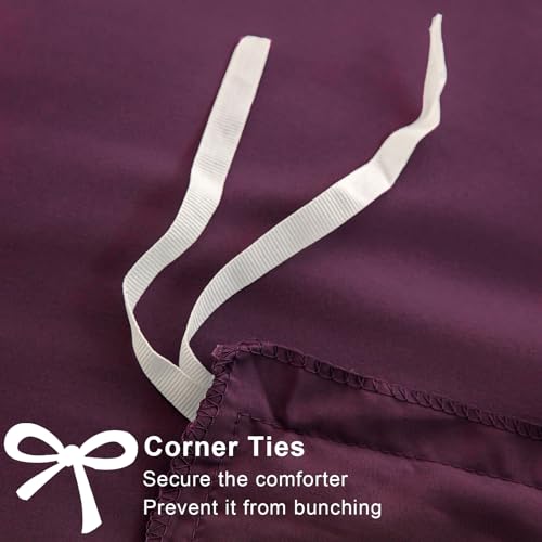Soifox Super King Duvet Cover Set, Purple Bedding Set Superking Size Bed with Zipper Closure - Image 4