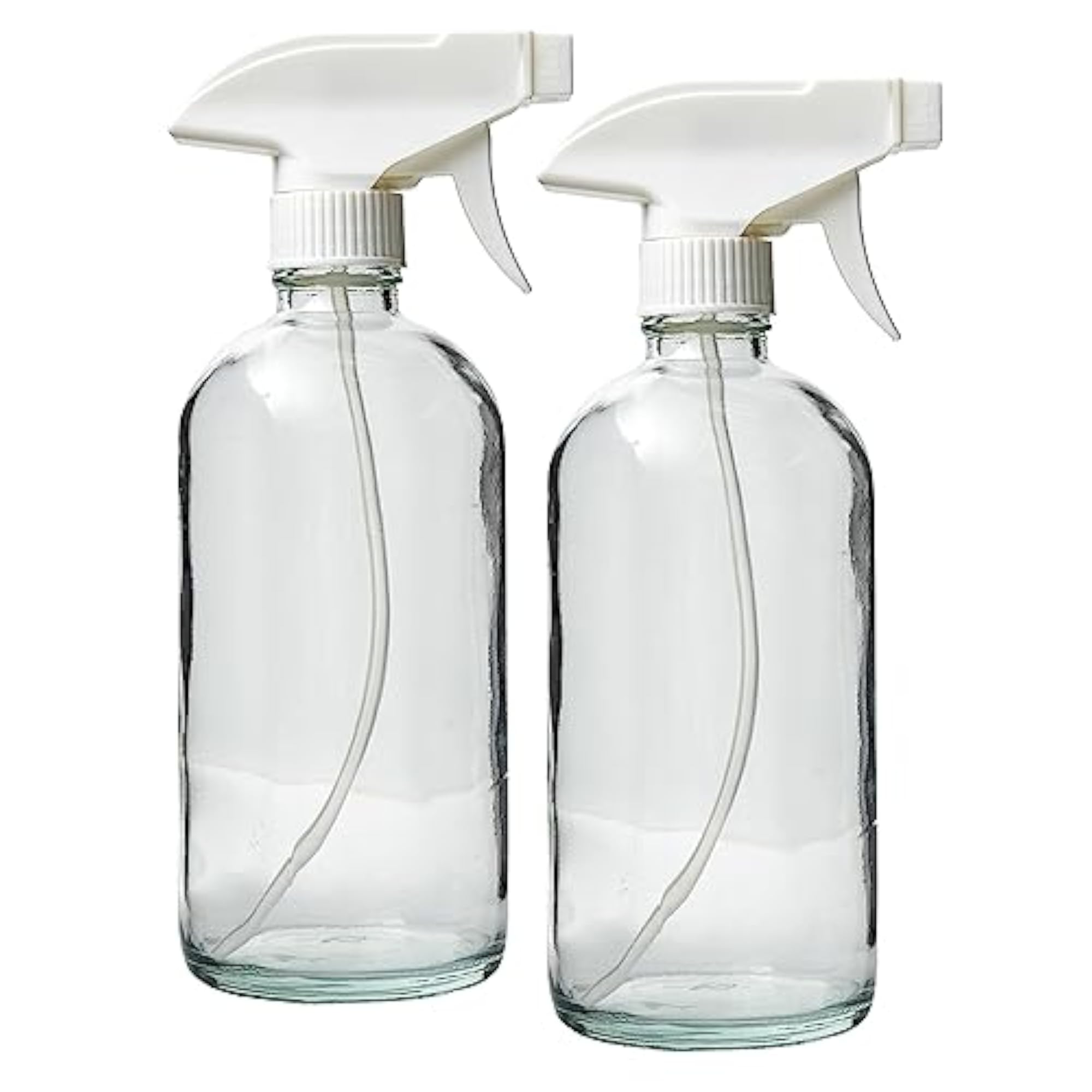2 Glass Clear 16 oz. Spray Bottles with Adjustable Nozzle