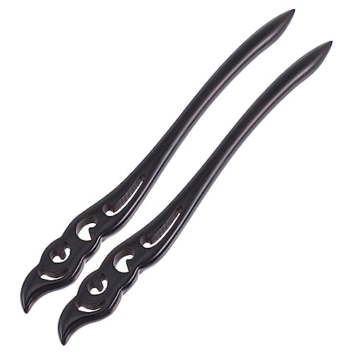 AUTSUPPL 2pcs 黒檀ヘ ック ヘアアクセサリー レトロヘアピン 中国風箸 女の子 女性用 ヴィンテージヘアクリップ