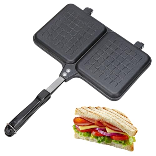 Maker Tostado Para - Makers De 2 Paneles Calientes | Sartén Antiadherente Con Mango, Hot De Doble Panel Sandwichh Makerr, Maker De Hotss Pulgar, Sartén De Grill Para Pan Tostadora
