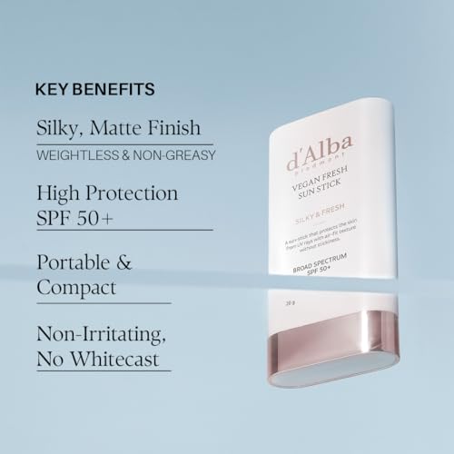 Image of d'alba Piedmont Air Fit Fresh Sun Stick, OTC BROAD SPECTRUM SPF 50+, Non-Sticky On-the-Go Sun Protection, Outdoor Essential Vegan Sun Stick, Silky & Fresh, Korean Skin Care (0.7 Oz.)