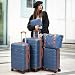 H.yeed Luggage Sets of 5 Piece, Lightweight Trolley Travel Suitcase Set ABS Hard Shell with 4 Spinner Wheels TSA Lock for Man Women, 21" + 24" + 28"+ Duffels Bag & Toiletry Bag (Blue, 5 Piece Set)