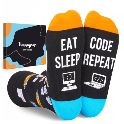 HAPPYPOP Gifts for Geeks Programmers - Coding Gifts for Computer Engineer Nerd Coders Men, Computer Programmer Socks