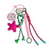 QTKJ Pink Cute Keychain, Fashions Bag Charm, Hand-Woven Nylon Rope Key Chain, Aesthetic Keychain, Bag Accessories Charms for Handbag, Backpack