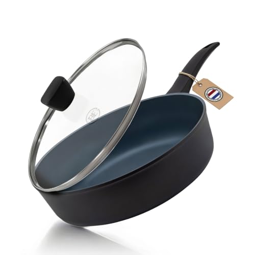 Be Living Delight Schmorpfanne mit Deckel Ø 28 cm Sauté Pan Hoher Rand Non Stick Keramik Antihaft Induktion Ohne ptfe und pfoa Schwarz