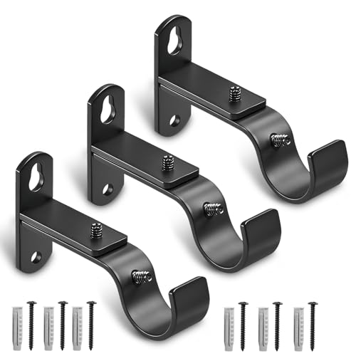 AMZSEVEN Adjustable Curtain Rod Brackets, Metal Window Drapery Rod Hanger Holders Hooks for 1 inch...