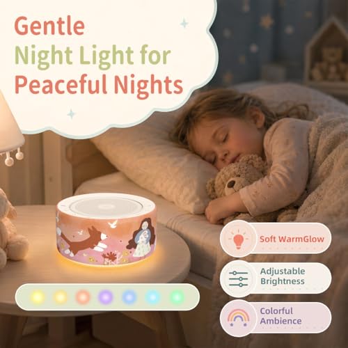 Image of Kipcush White Noise Machine for Baby & Adults, Sleep Sound Machine with 30 Soothing Sounds, 8-Color Night Light, Memory Function, White Noise for Sleeping, Nursery, Office, Travel, Relaxation
