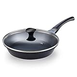 Cook N Home Marble Nonstick Cookware Saute Fry Pan, 12' Lid, Black