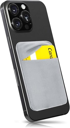 MyGadget Cartera con 1 Bolsillo para Funda Móvil - Tarjetero Adhesivo para Smartphone - Porta Tarjetas de Crédito con Bloqueo RFID - Card Holder - Argento