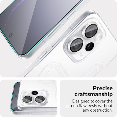 Image of ArmourPro Edge to Edge Tempered Glass for Oppo Reno 15 Pro Mini with Silver Camera Ring Guard, 9H Screen Protector, Anti-Scratch, Anti-Fingerprint, Bubble-Free Installation Kit