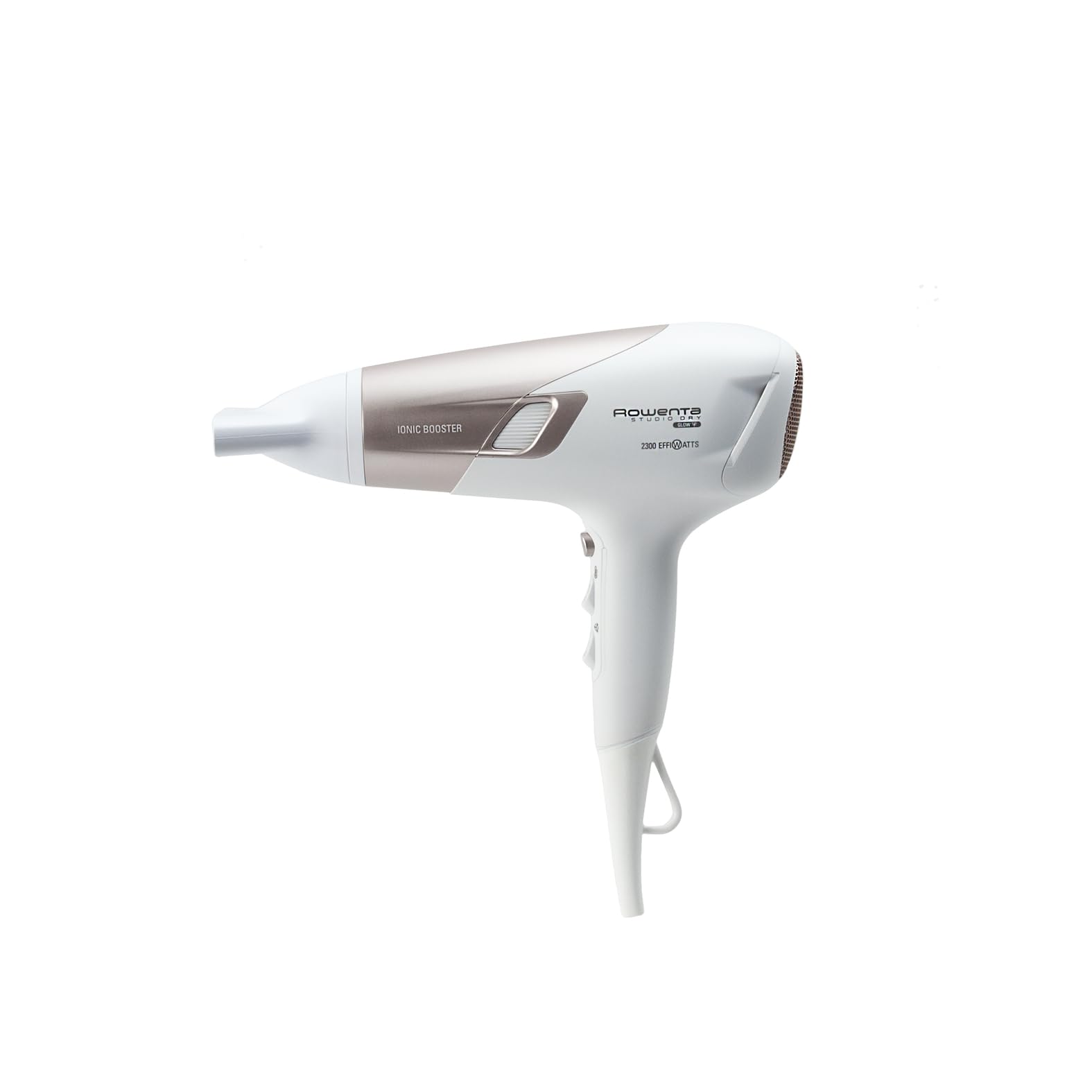 Rowenta Studio Dry Glow Haartrockner, 2100 Watt, Föhn mit Diffusor für Locken, 3 Temperatur- und 2 Geschwindigkeitsstufen, Ionenfunktion, Kaltlufttaste, weiß/roségold, CV5830