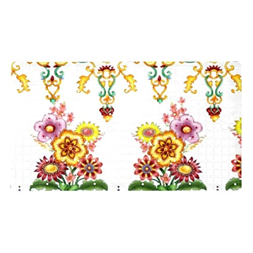 Alfombra de baño floral amarilla antideslizante de 15.7x27.9 pulgadas 2
