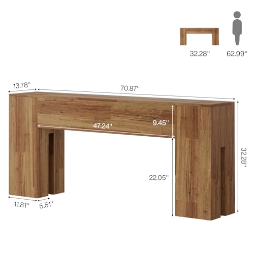 Image of Tribesigns 71-Inch Long Console Table for Entryway, Farmhouse Sofa Console Behind Couch, Entry Table for Hallway, Foyer, Living Room, Rustic Wood