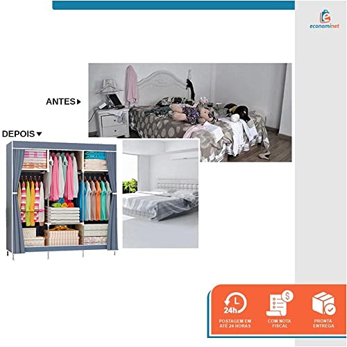 Guarda Roupa Dobrável Organizador Armário para Organizar Roupas (Cinza)